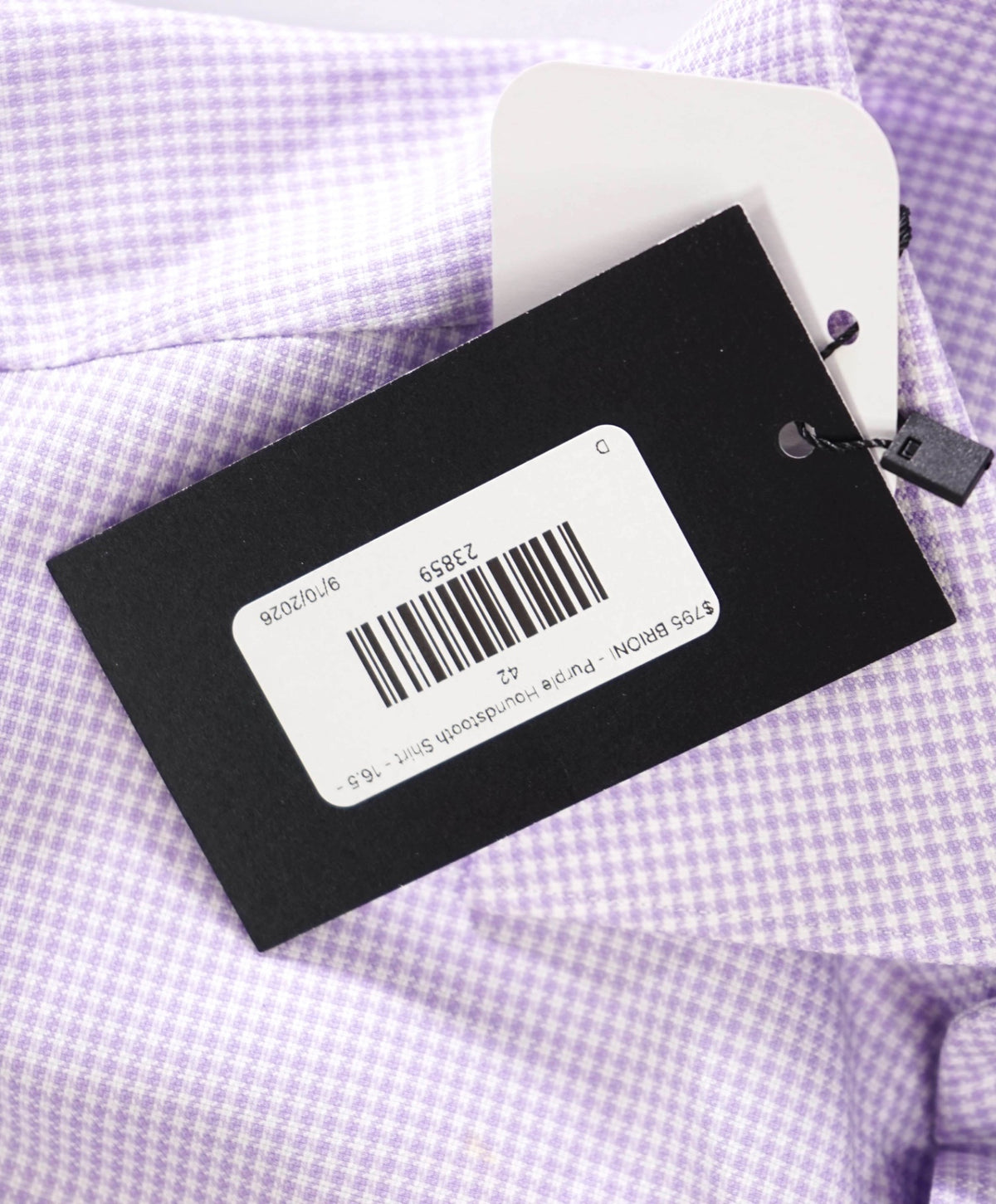 $795 BRIONI - Purple Micro Houndstooth Shirt - 16.5 - 42