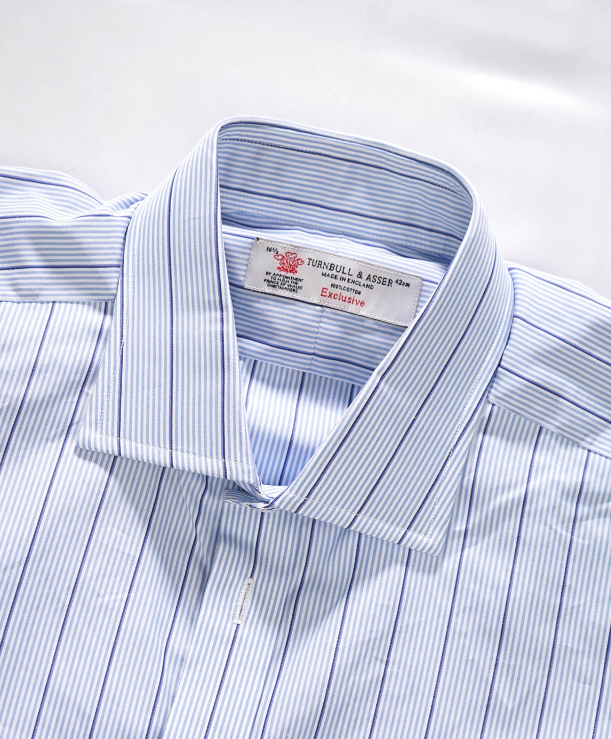 $605 TURNBULL & ASSER Exclusive - Blue Stripe Cotton Shirt - 16.5