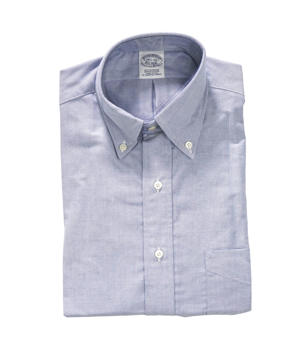 $198 BROOKS BROTHERS - Blue NON-IRON MAKERS & MERCHANTS Shirt - 14.5 - 33