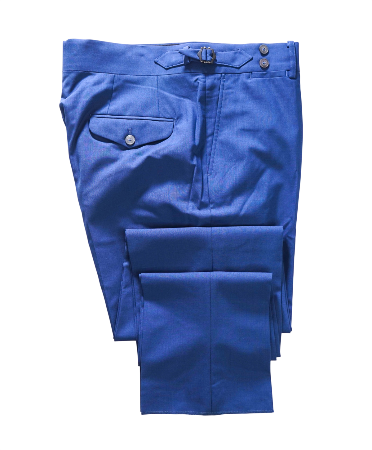 $495 BACK LAWRENCE - Blue Wool Side Tabs Pants - 35W