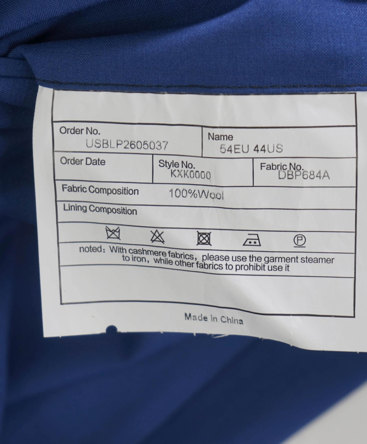 $495 BACK LAWRENCE - Blue Wool Side Tabs Pants - 37W