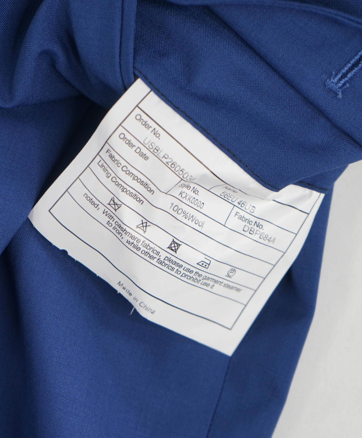 $495 BACK LAWRENCE - Blue Wool Side Tabs Pants - 38W