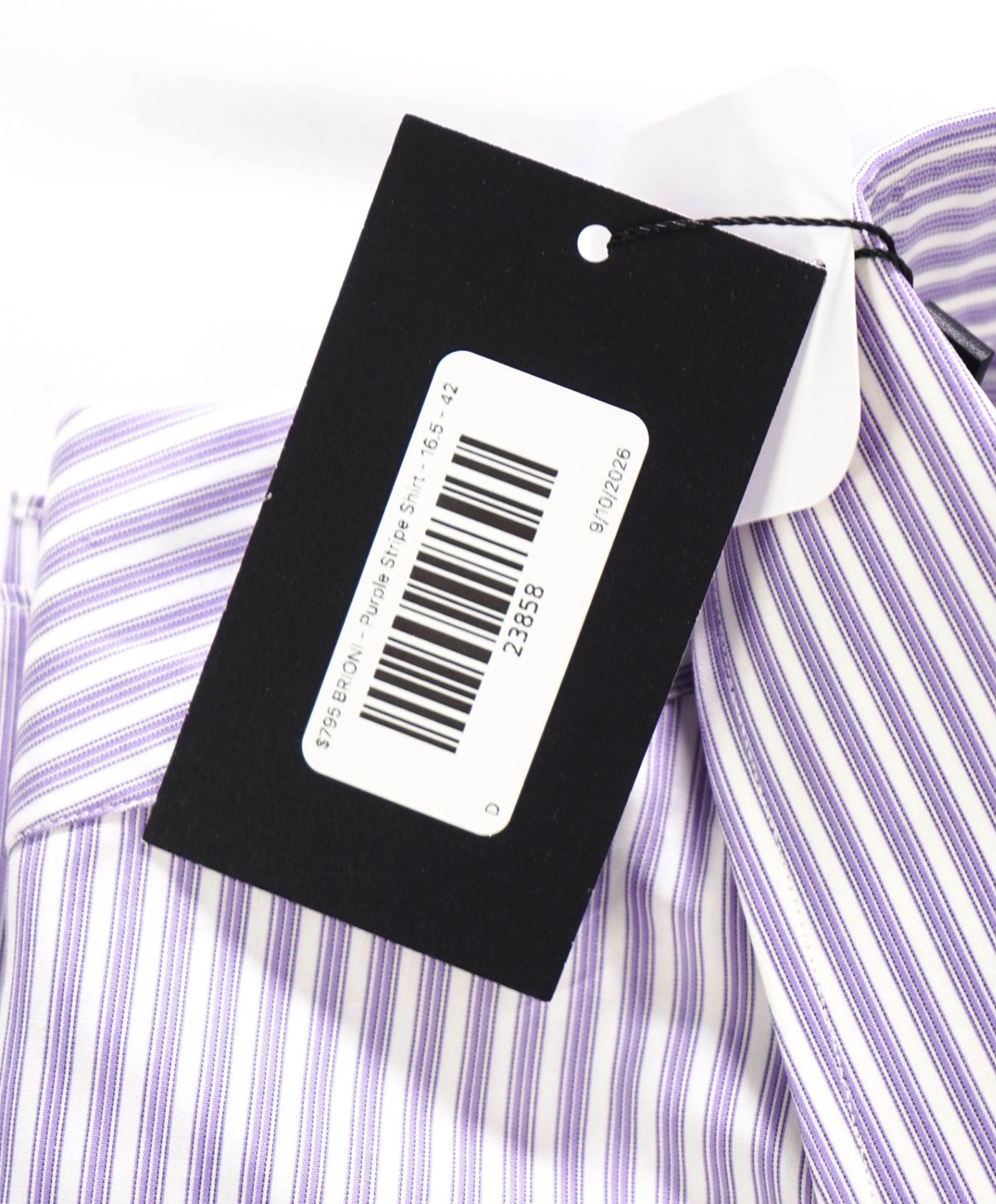 $795 BRIONI - Purple Stripe Shirt - 16.5 - 42
