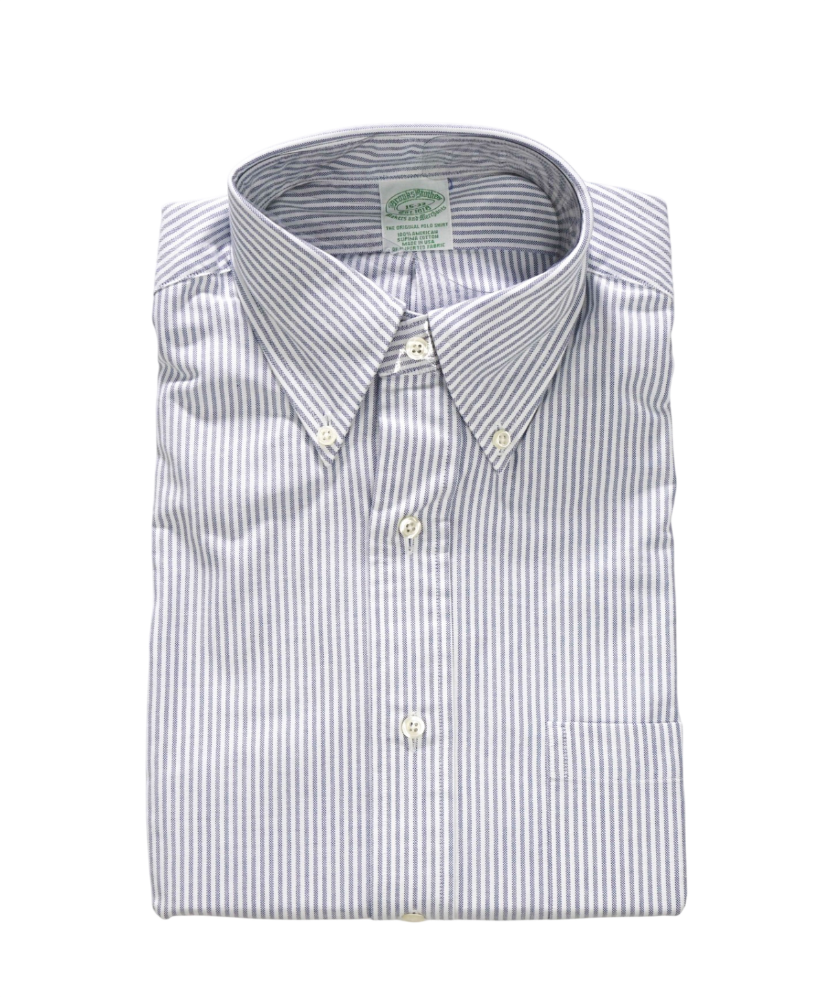 $198 BROOKS BROTHERS - Blue Stripe NON-IRON MAKERS & MERCHANTS Shirt - 15 - 33