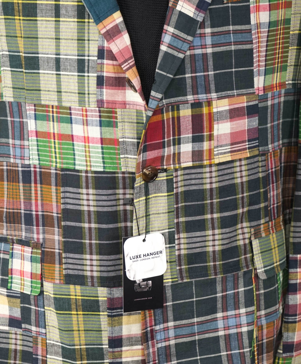 $1,395 POLO RALPH LAUREN - Madras Plaid Cotton Blazer - 48R