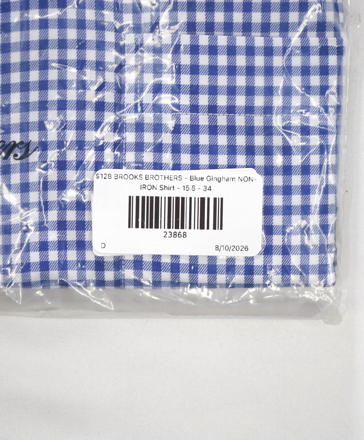 $128 BROOKS BROTHERS - Blue Gingham NON-IRON Shirt - 15.5 - 34