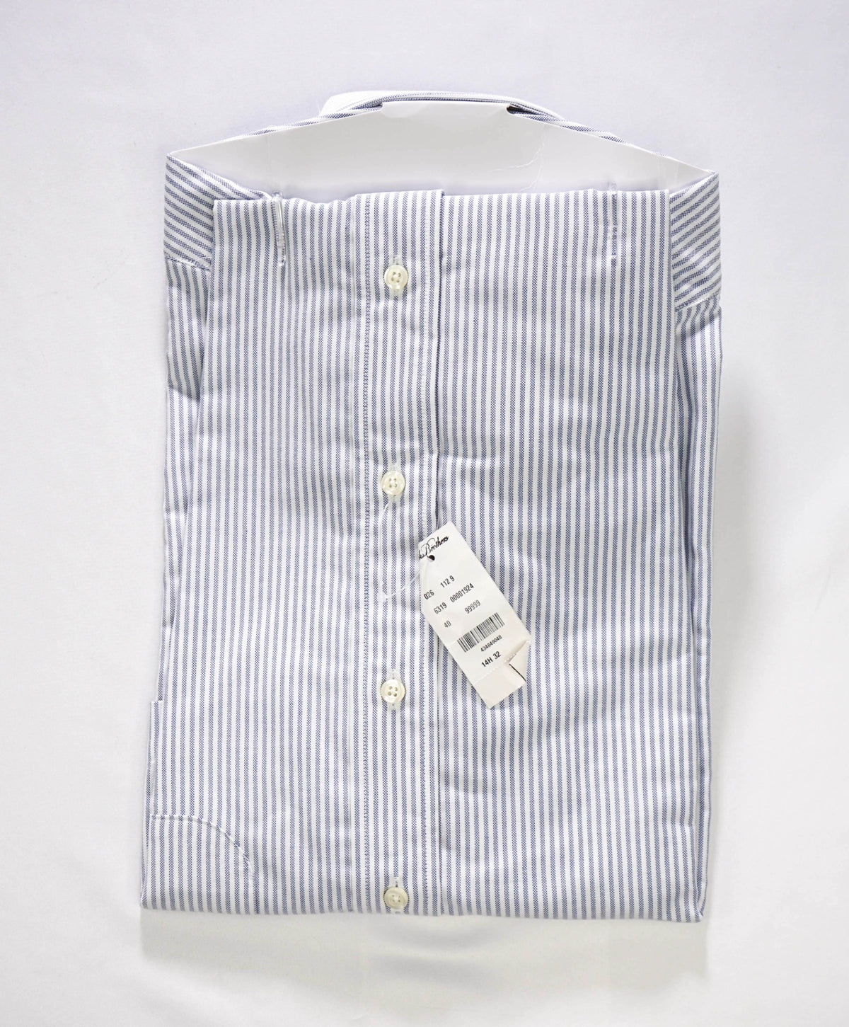 $198 BROOKS BROTHERS - Blue Stripe NON-IRON MAKERS & MERCHANTS Shirt - 14.5 - 32