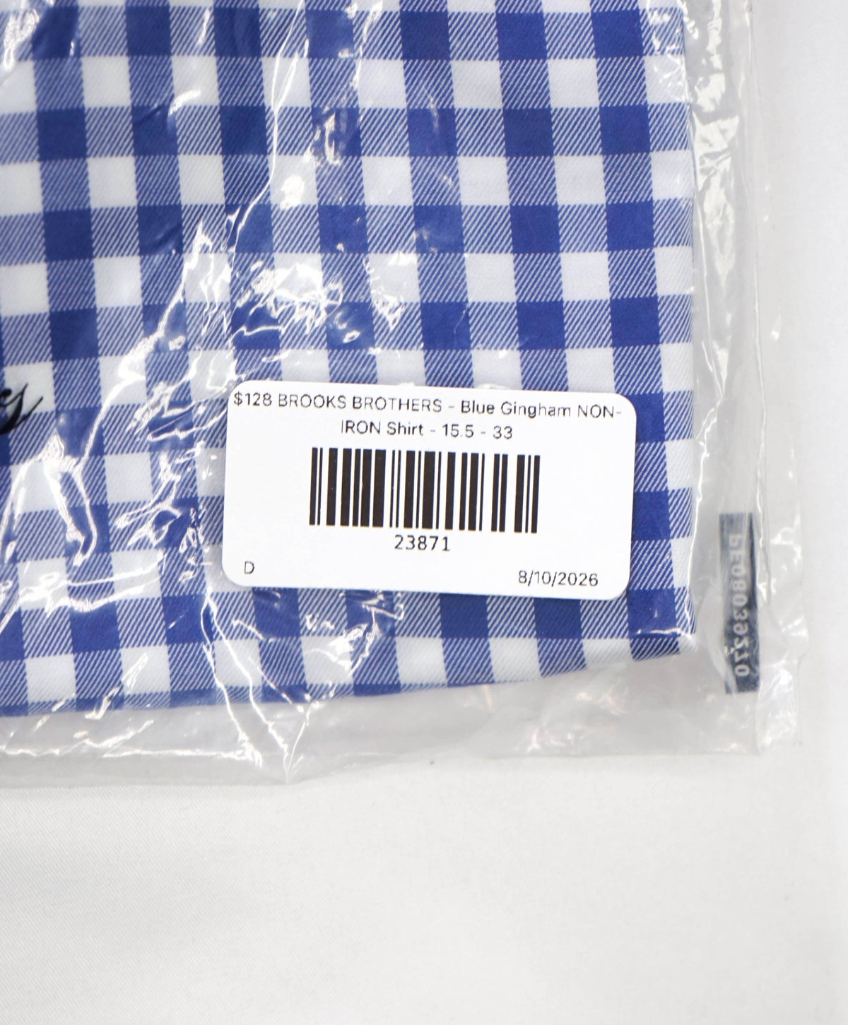 $128 BROOKS BROTHERS - Blue Gingham NON-IRON Shirt - 15.5 - 33