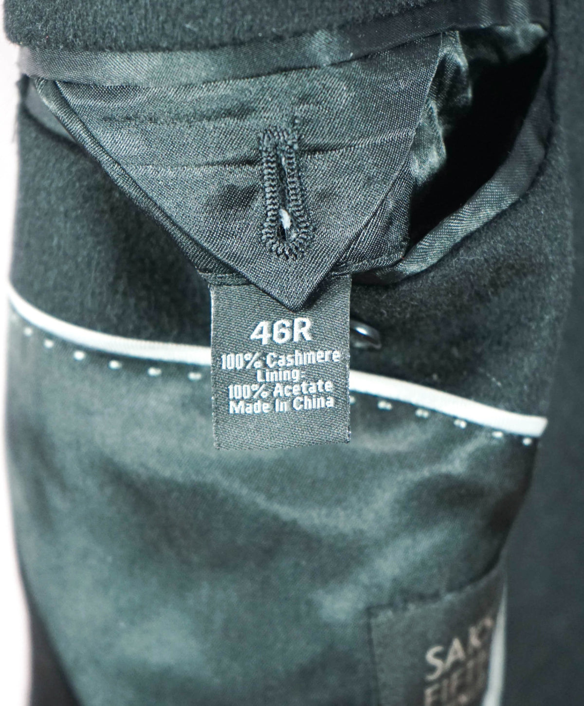 $1,998 SAKS FIFTH AVENUE - Black 100% Cashmere Topcoat - 46R