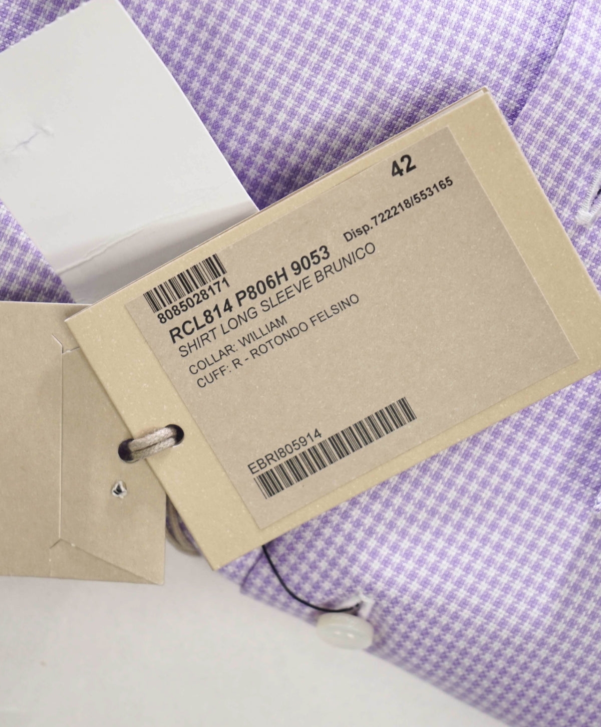 $795 BRIONI - Purple Micro Houndstooth Shirt - 16.5 - 42