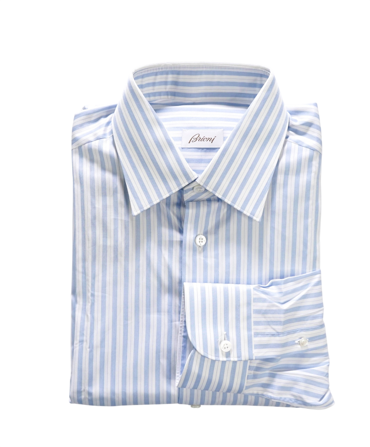 $795 BRIONI - Blue Stripe Shirt - 16.5 - 42