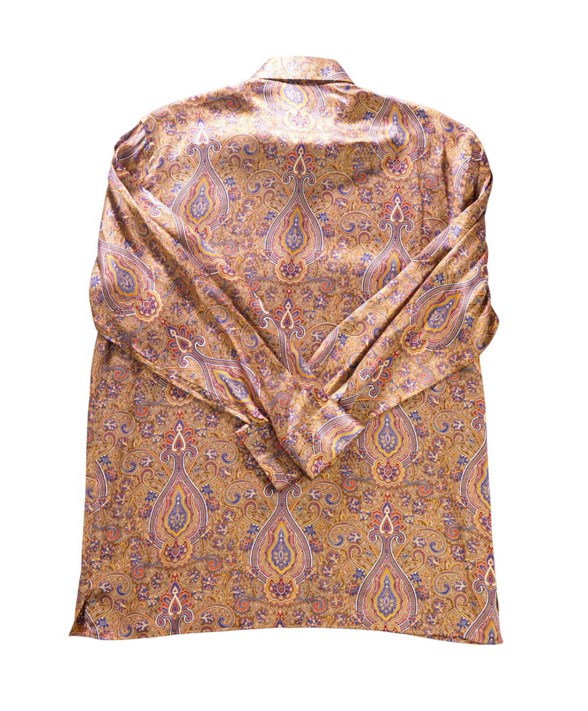 $650 GANDINI - VTG Brown Paisley PURE SILK Shirt - L