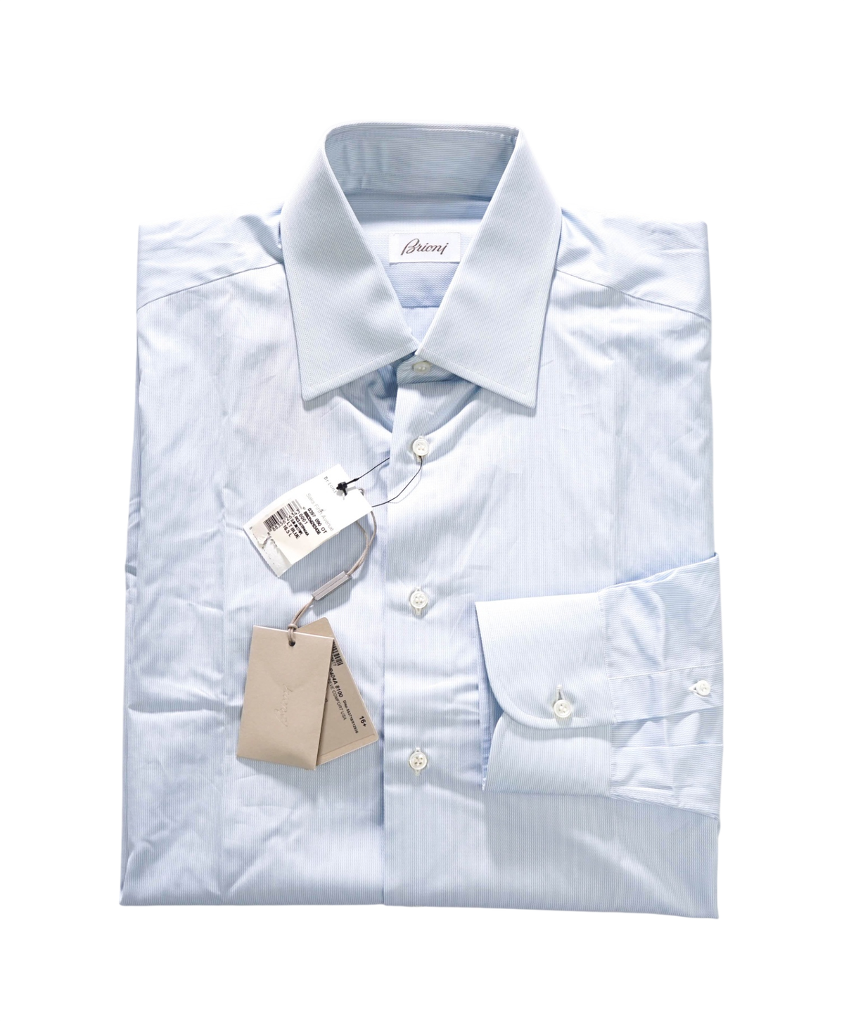 $795 BRIONI - Blue Micro Stripe Shirt - 16.5 - 42