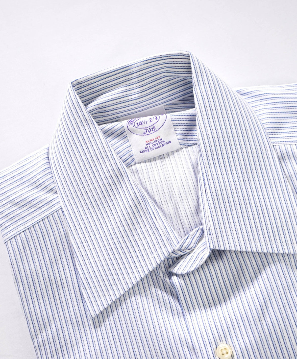$128 BROOKS BROTHERS - Blue Stripe NON-IRON "364" SLIM FIT Shirt - 14.5 - 32/33
