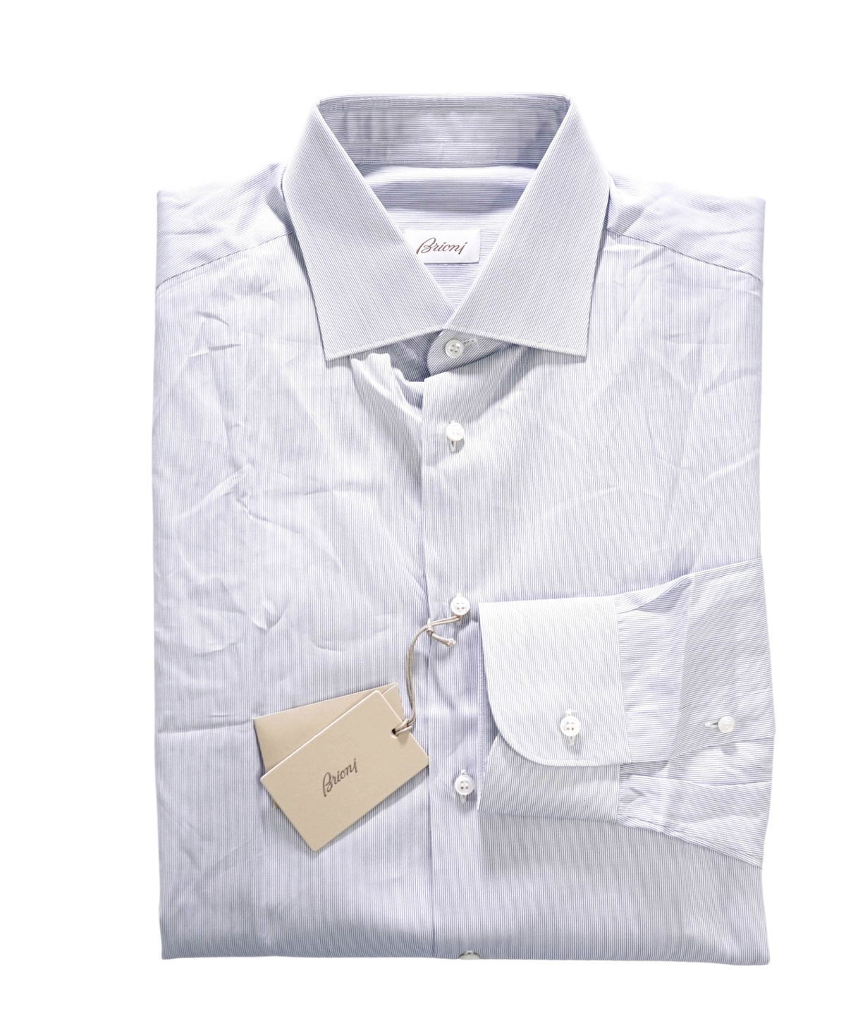 $795 BRIONI - Blue Micro Stripe Shirt - 17.5 - 44