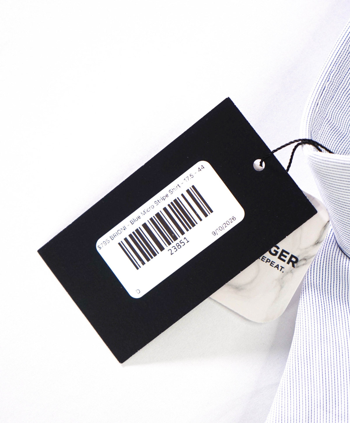 $795 BRIONI - Blue Micro Stripe Shirt - 17.5 - 44