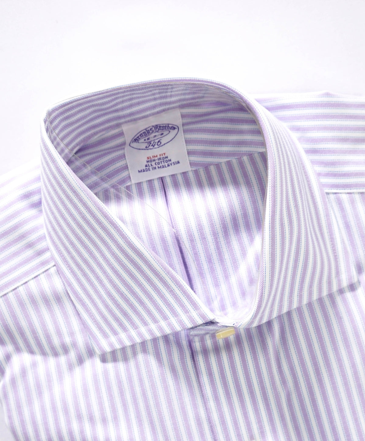 $128 BROOKS BROTHERS - Purple/Blue Stripe NON-IRON "364" SLIM FIT Shirt - 15 - 32/33