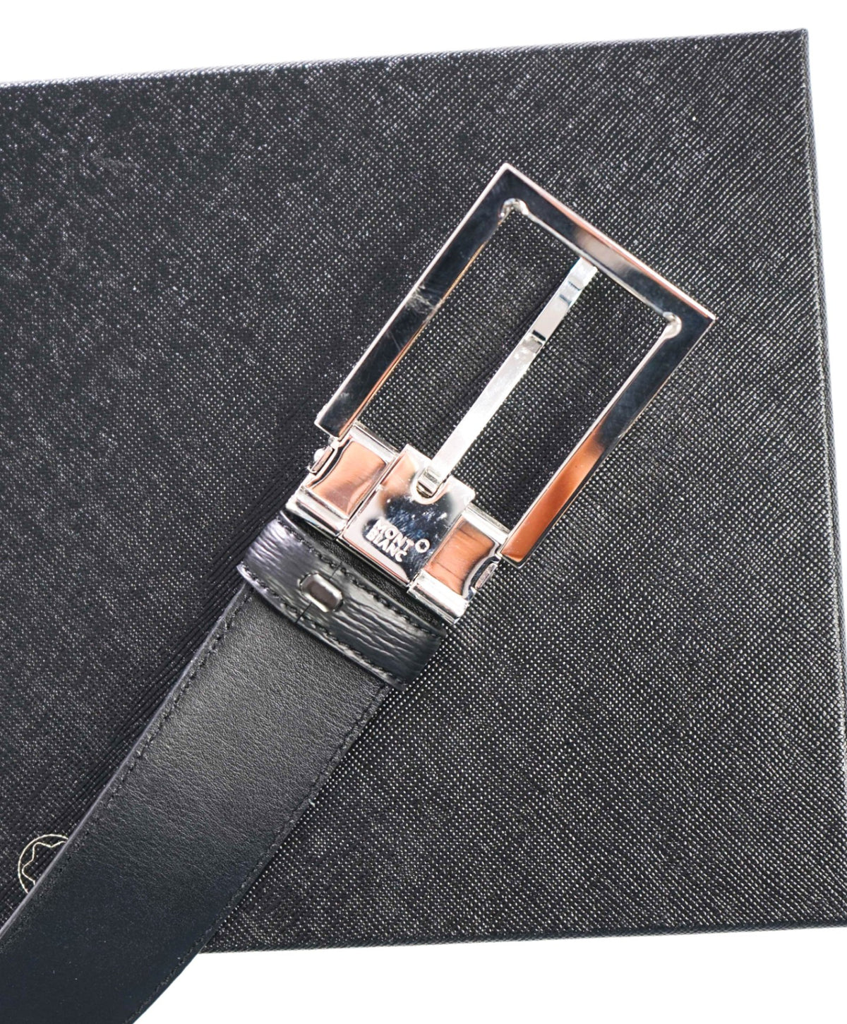 $490 MONT BLANC - Black Leather 35mm Belt - 38W