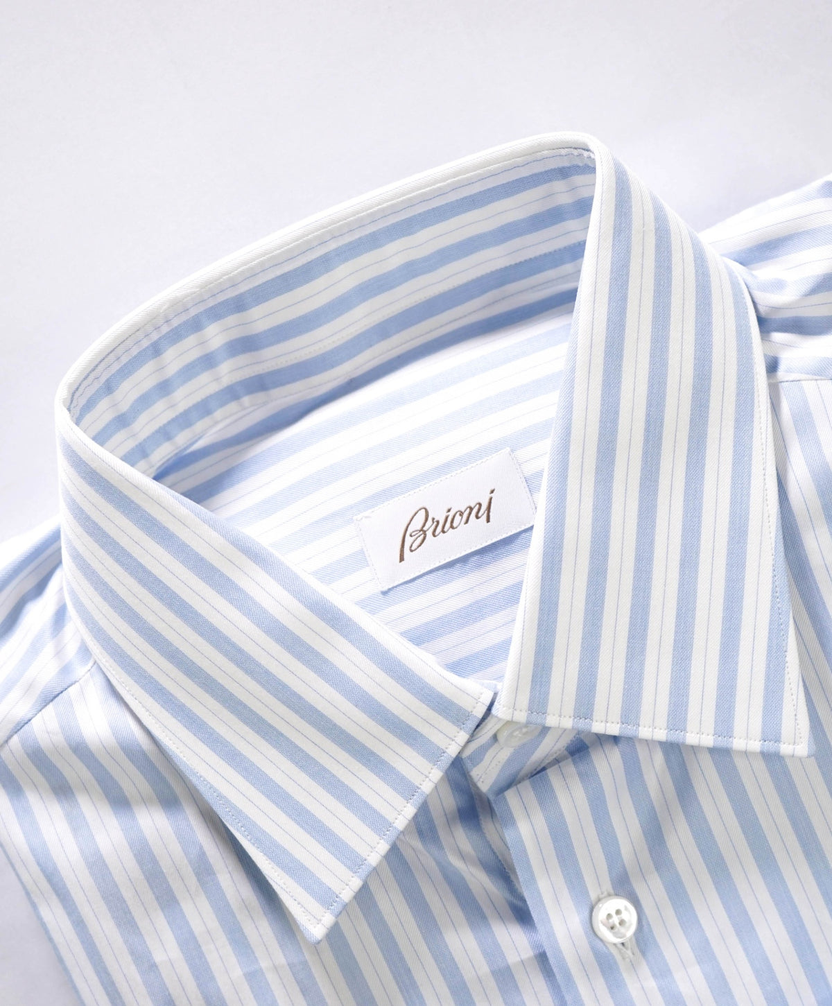 $795 BRIONI - Blue Stripe Shirt - 16.5 - 42