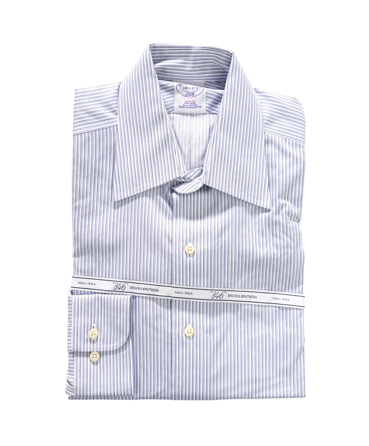 $128 BROOKS BROTHERS - Blue Stripe NON-IRON "364" SLIM FIT Shirt - 14.5 - 32/33