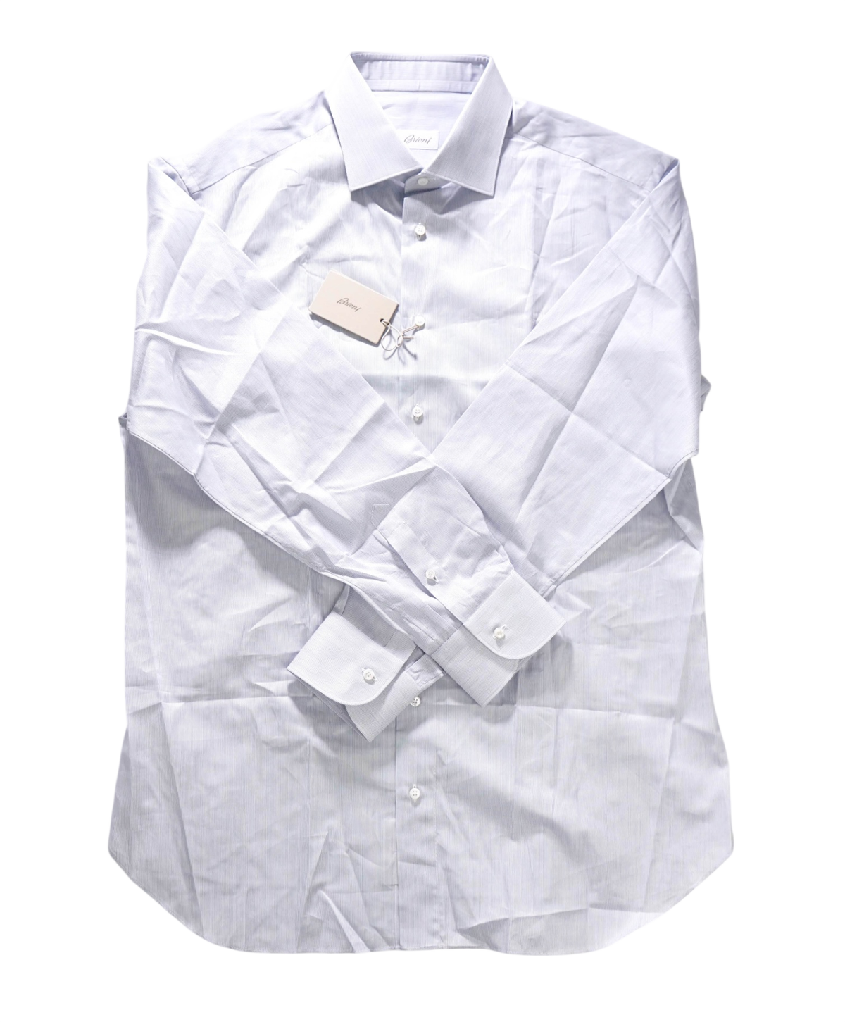 $795 BRIONI - Blue Micro Stripe Shirt - 17.5 - 44