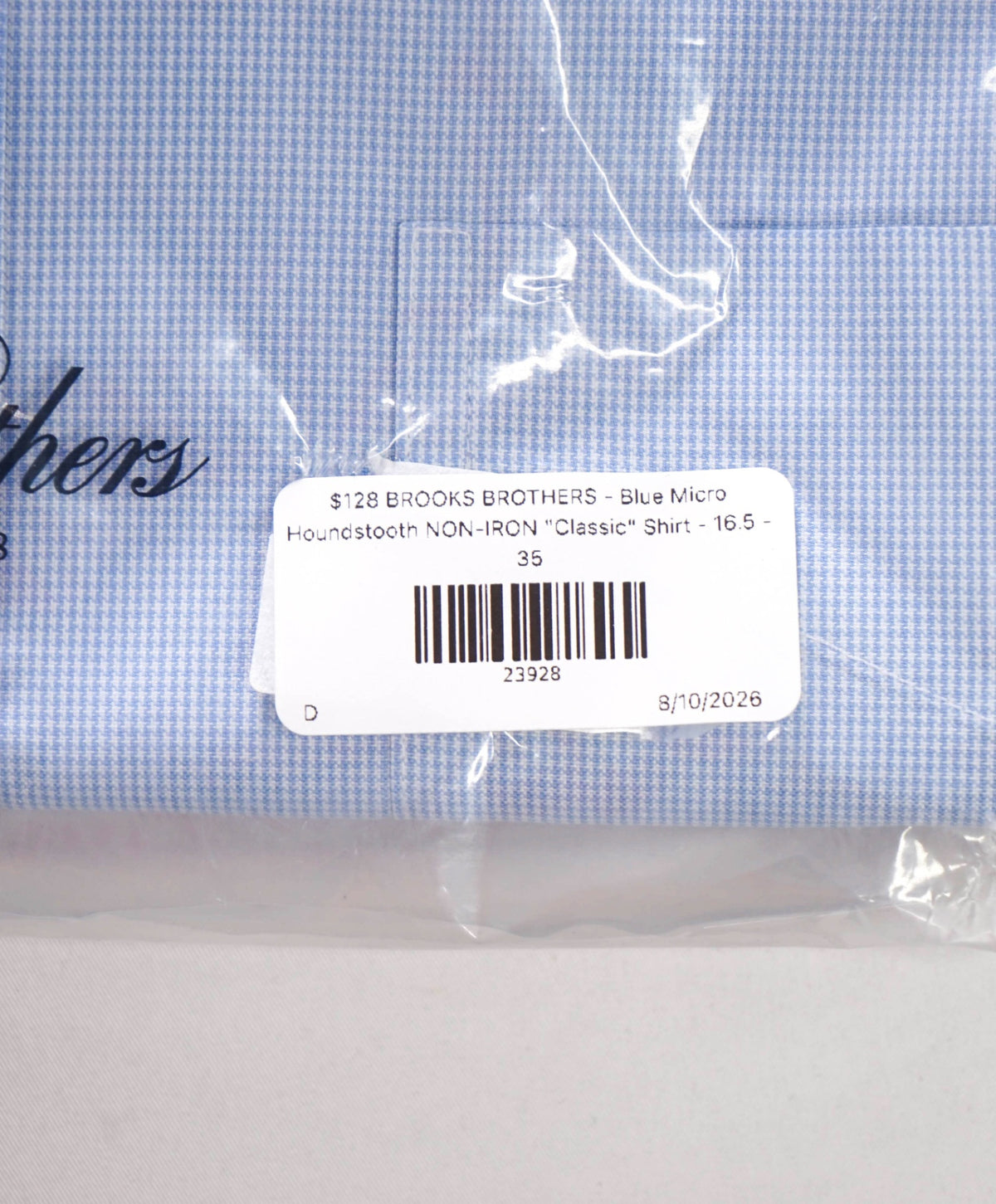 $128 BROOKS BROTHERS - Blue Micro Houndstooth NON-IRON "Classic" Shirt - 16.5 - 35