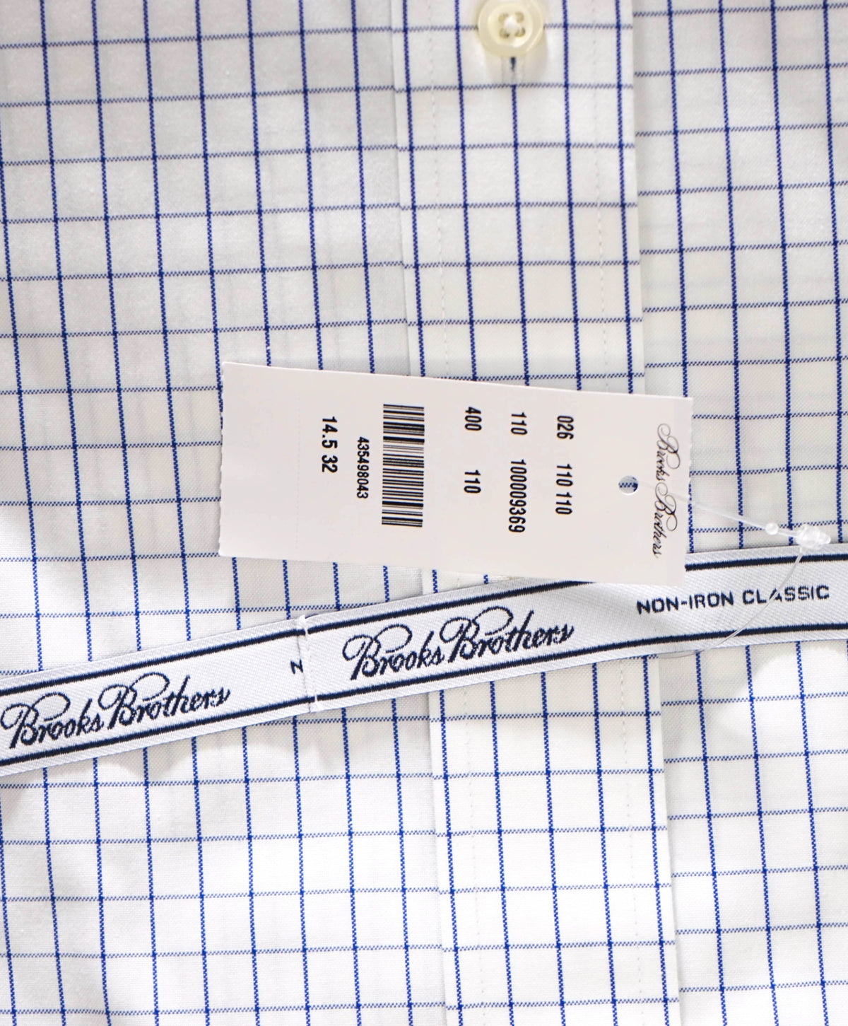$128 BROOKS BROTHERS - Blue Check NON-IRON "Classic" Shirt - 14.5 - 32