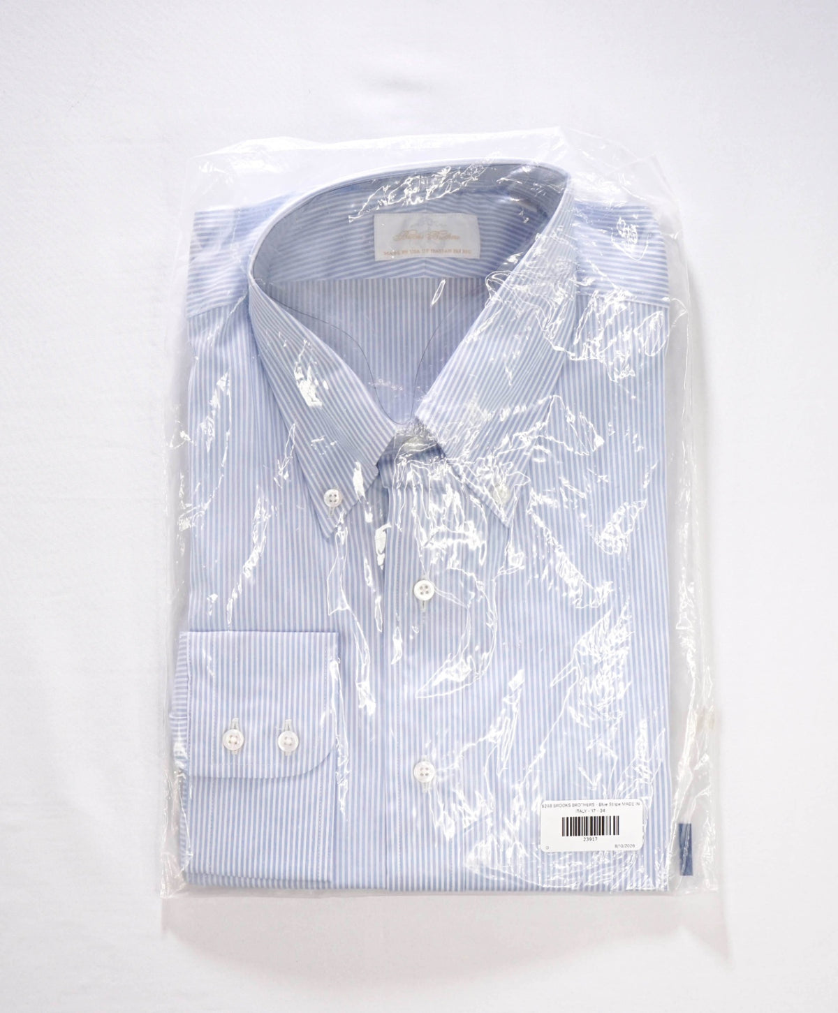 $248 BROOKS BROTHERS - Blue Stripe MADE IN ITALY Shirt - 17 - 34