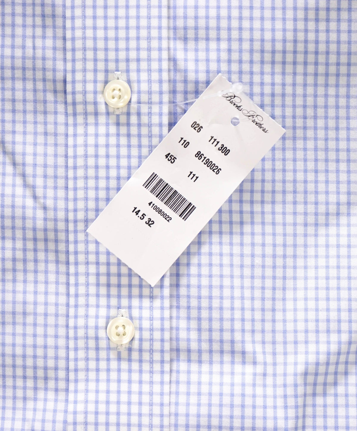 $128 BROOKS BROTHERS - Blue Gingham NON-IRON "Classic" Shirt - 14.5 - 32