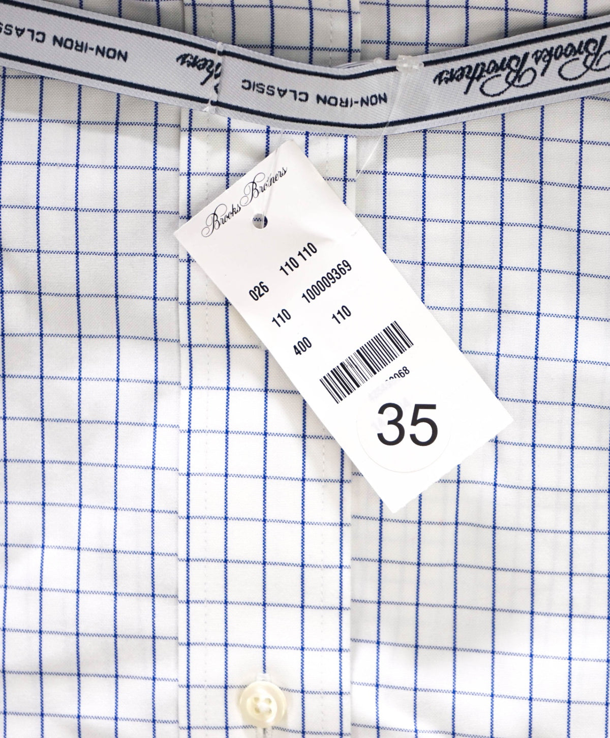 $128 BROOKS BROTHERS - Blue Check NON-IRON "Classic" Shirt - 14.5 - 34