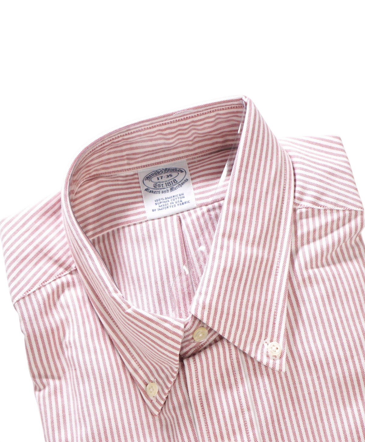 $198 BROOKS BROTHERS - Red Stripe MADE IN USA "MAKERS AND MERCHANTS" Shirt - 17 - 35