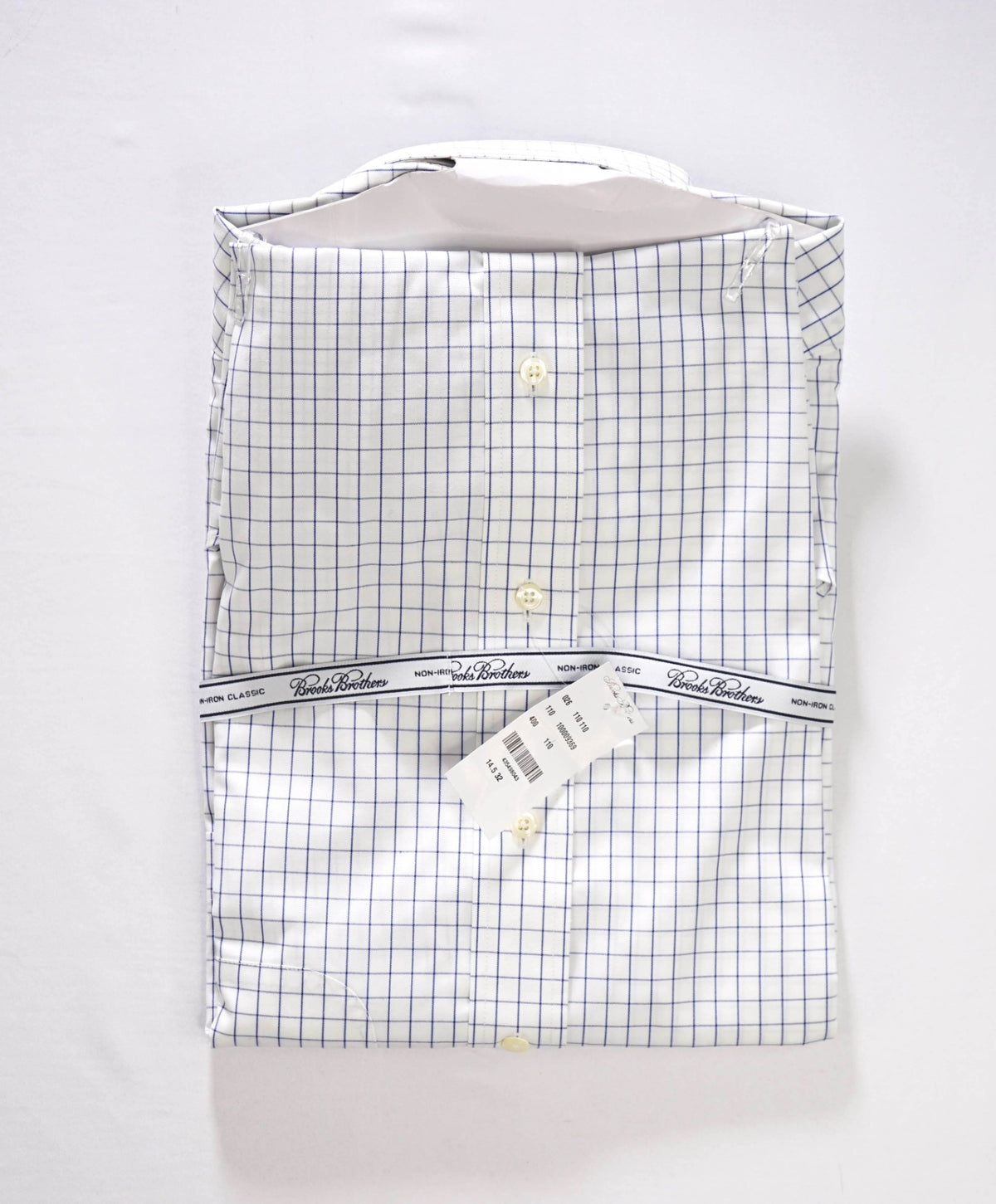 $128 BROOKS BROTHERS - Blue Check NON-IRON "Classic" Shirt - 14.5 - 32