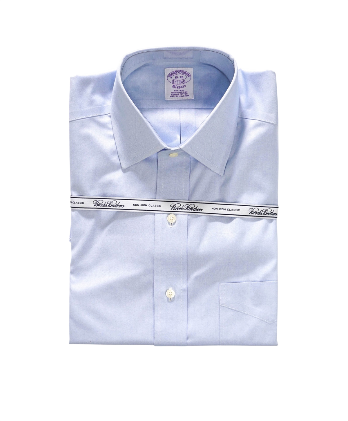 $128 BROOKS BROTHERS - Blue NON-IRON "Classic" Shirt - 15 - 32
