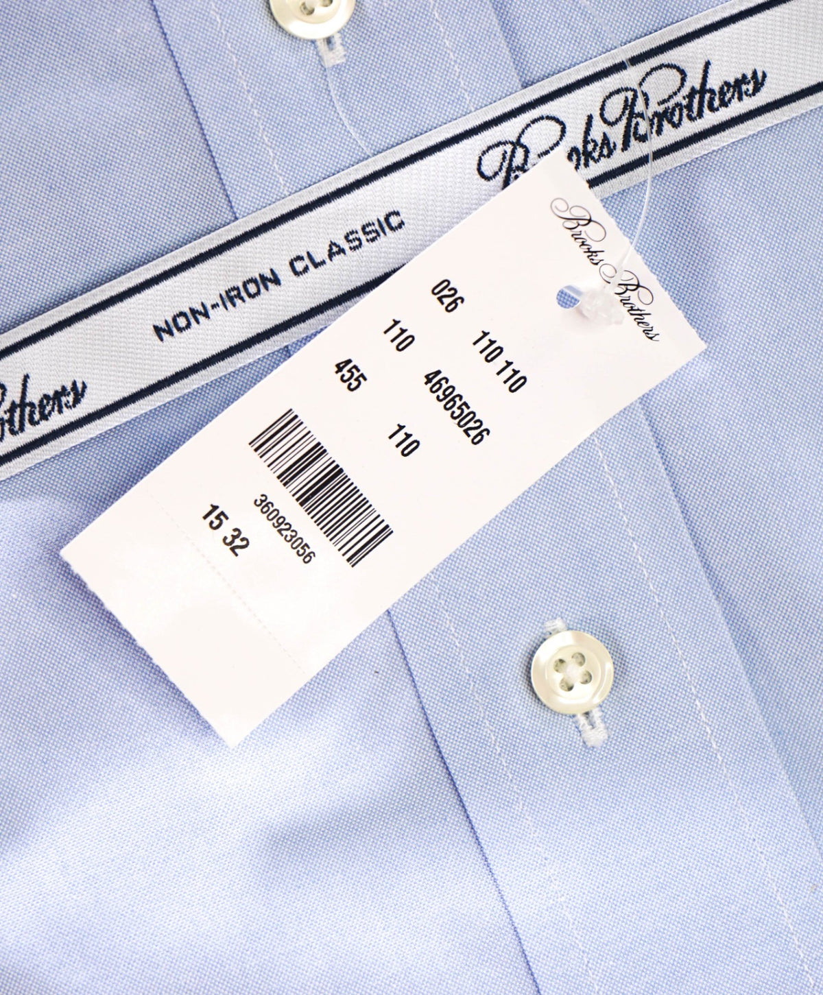 $128 BROOKS BROTHERS - Blue NON-IRON "Classic" Shirt - 15 - 32