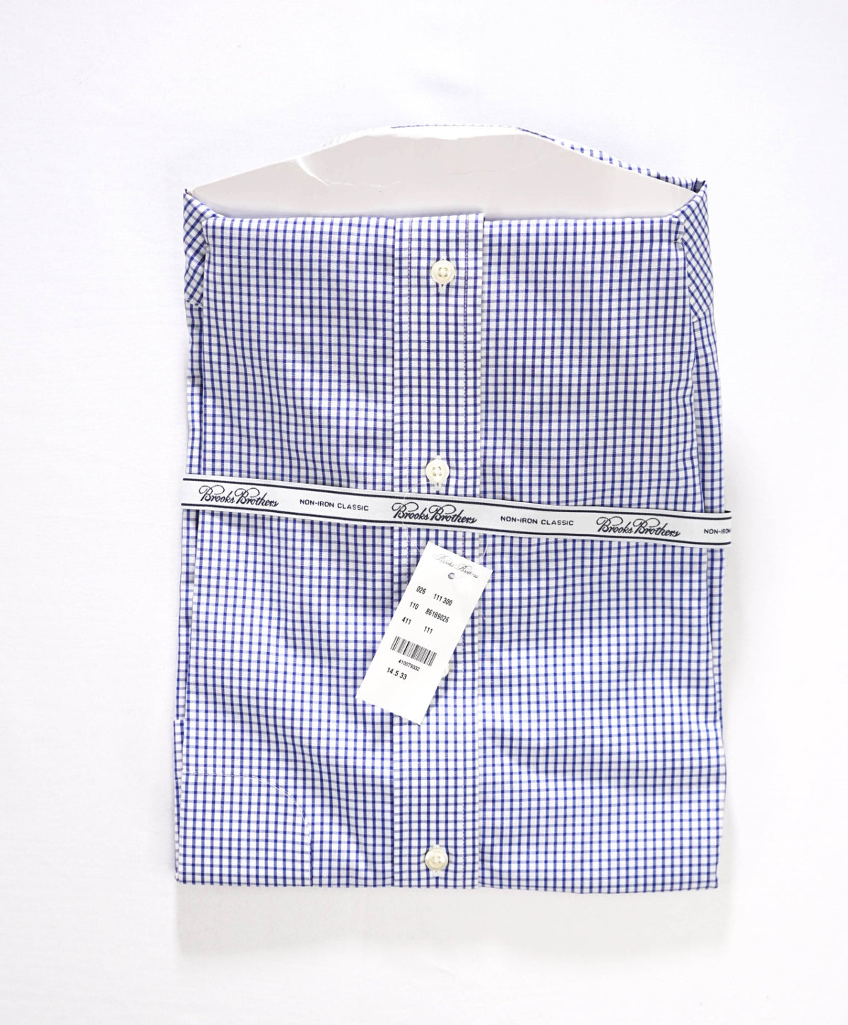 $128 BROOKS BROTHERS - Blue Gingham NON-IRON "Classic" Shirt - 14.5 - 33