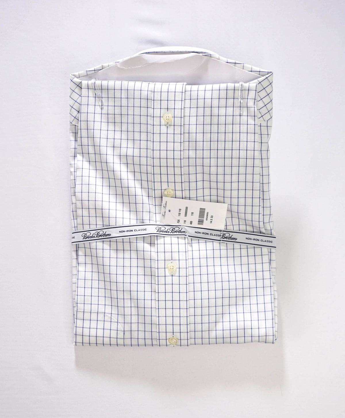 $128 BROOKS BROTHERS - Blue Check NON-IRON "Classic" Shirt - 14.5 - 33
