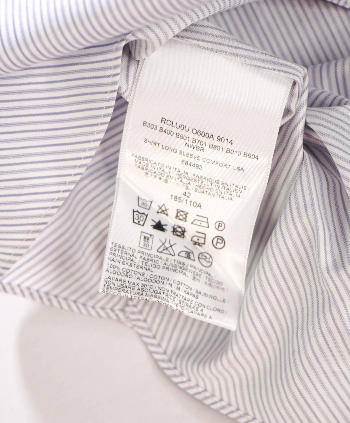 $795 BRIONI - Gray Stripe Shirt - 16.5 - 42