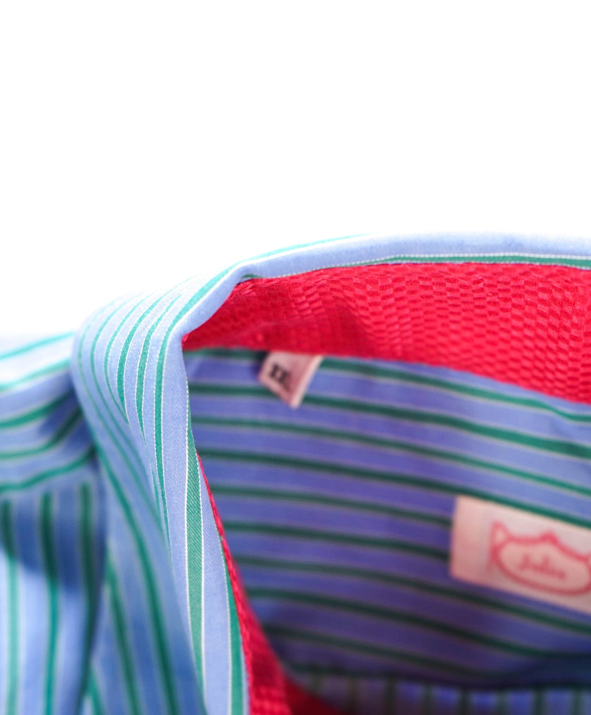$395 JULIA - Blue/Green Stripe Cotton Shirt - XXL
