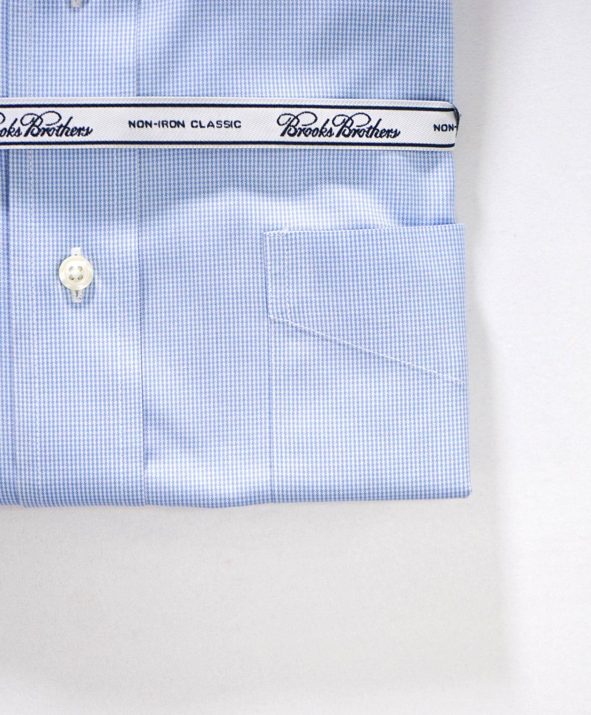 $128 BROOKS BROTHERS - Blue Micro Houndstooth NON-IRON "Classic" Shirt - 15.5 - 34