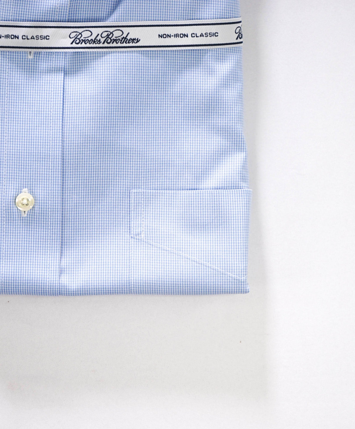 $128 BROOKS BROTHERS - Blue Micro Houndstooth NON-IRON "Classic" Shirt - 16.5 - 35