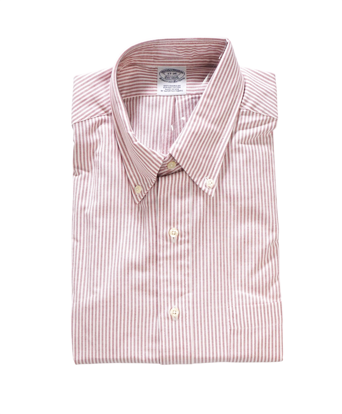 $198 BROOKS BROTHERS - Red Stripe MADE IN USA "MAKERS AND MERCHANTS" Shirt - 17 - 35