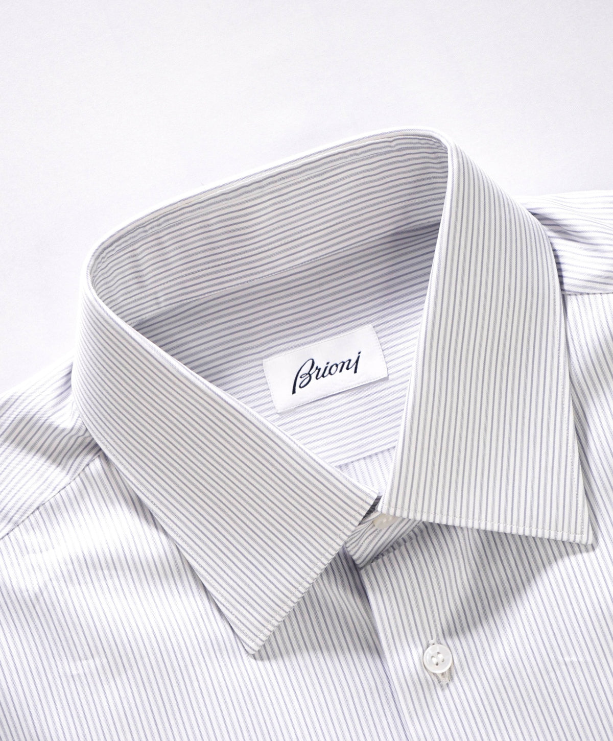 $795 BRIONI - Gray Stripe Shirt - 16.5 - 42