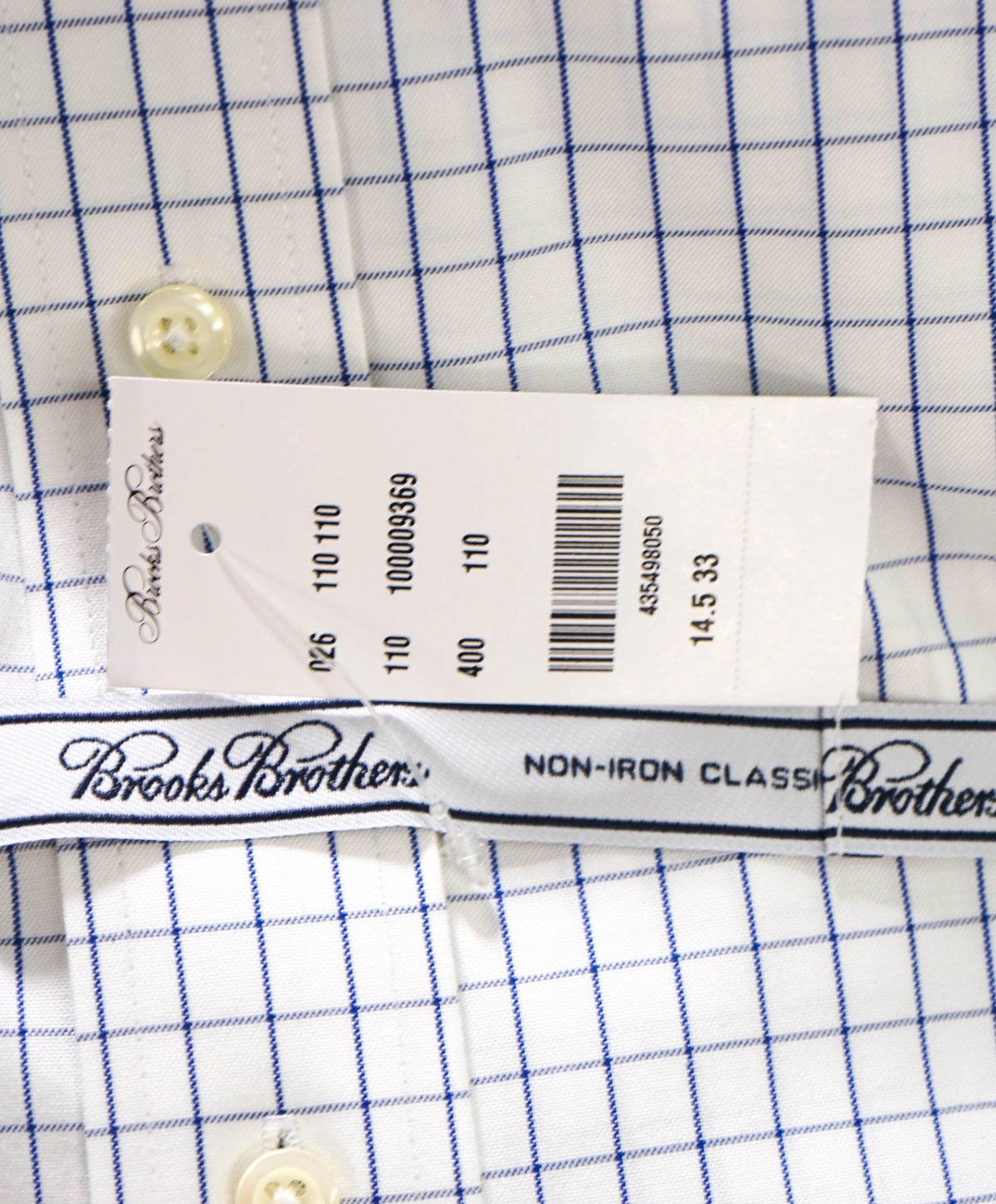 $128 BROOKS BROTHERS - Blue Check NON-IRON "Classic" Shirt - 14.5 - 33