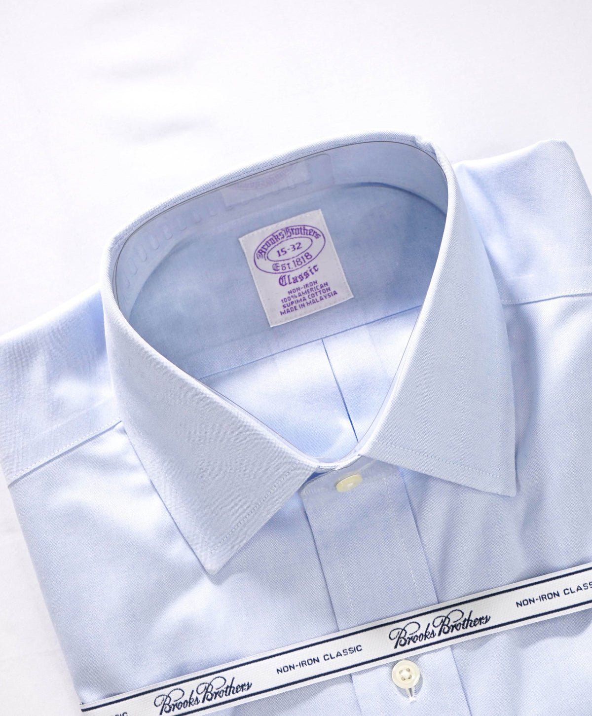 $128 BROOKS BROTHERS - Blue NON-IRON "Classic" Shirt - 15 - 32