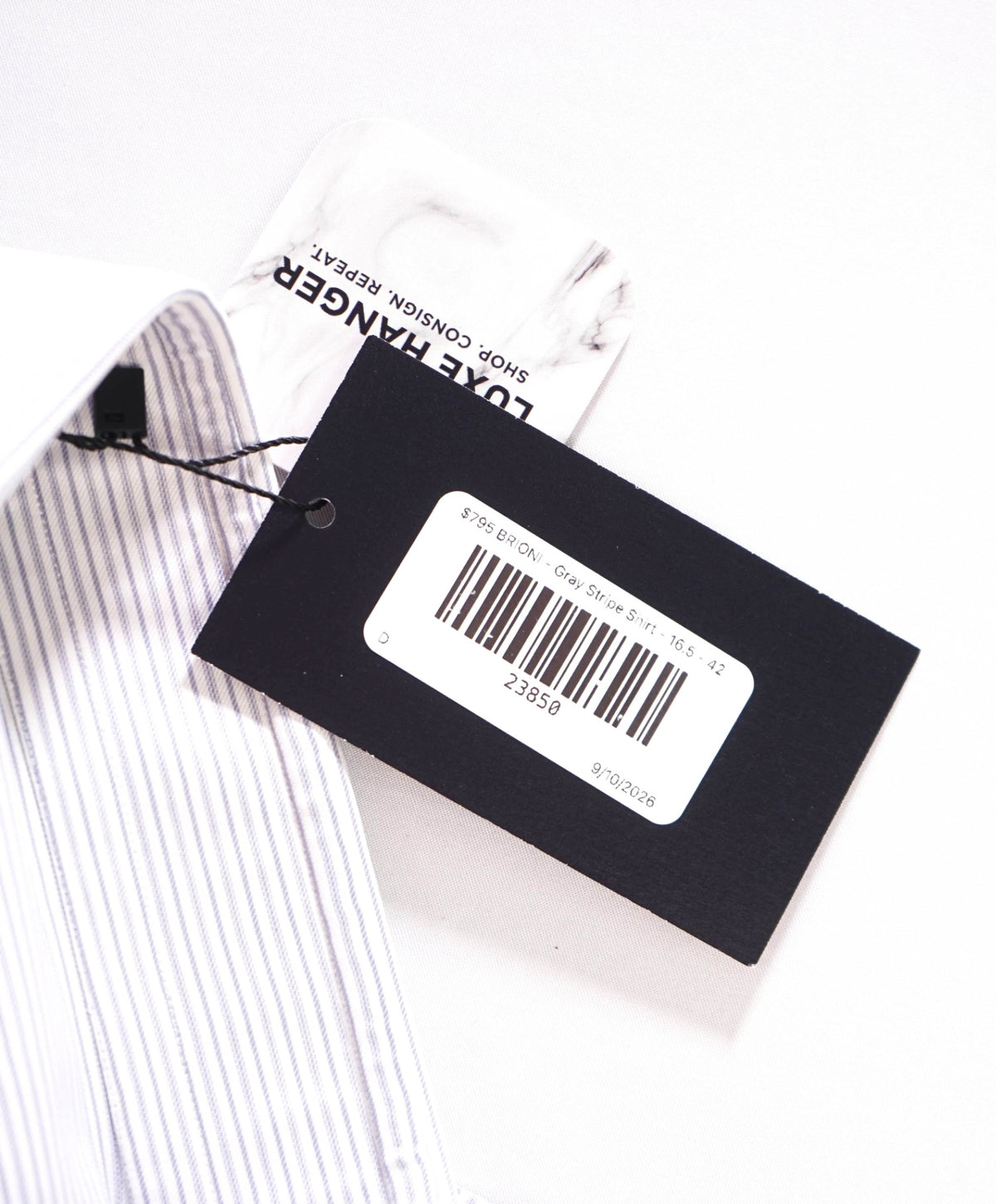 $795 BRIONI - Gray Stripe Shirt - 16.5 - 42