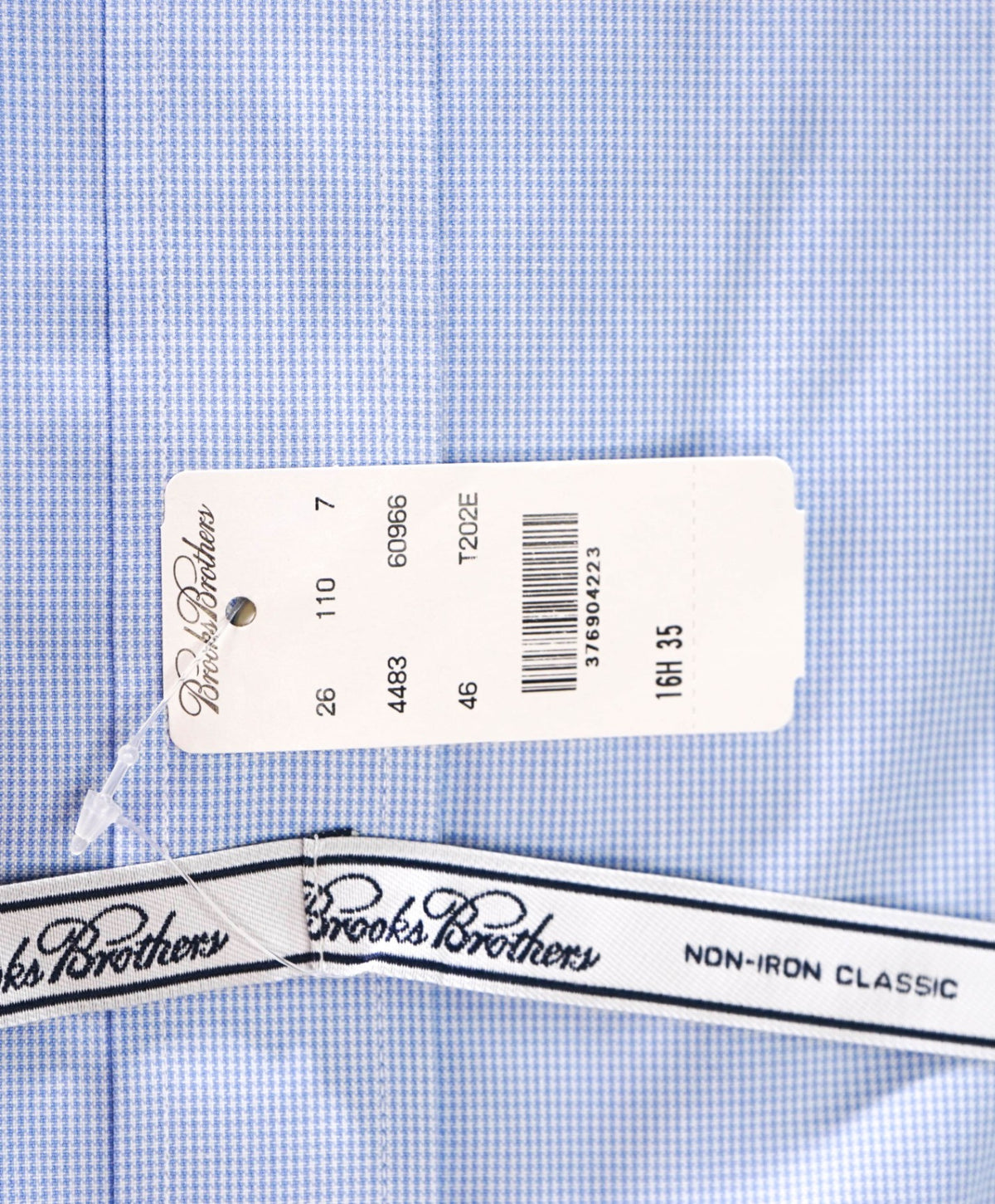$128 BROOKS BROTHERS - Blue Micro Houndstooth NON-IRON "Classic" Shirt - 16.5 - 35