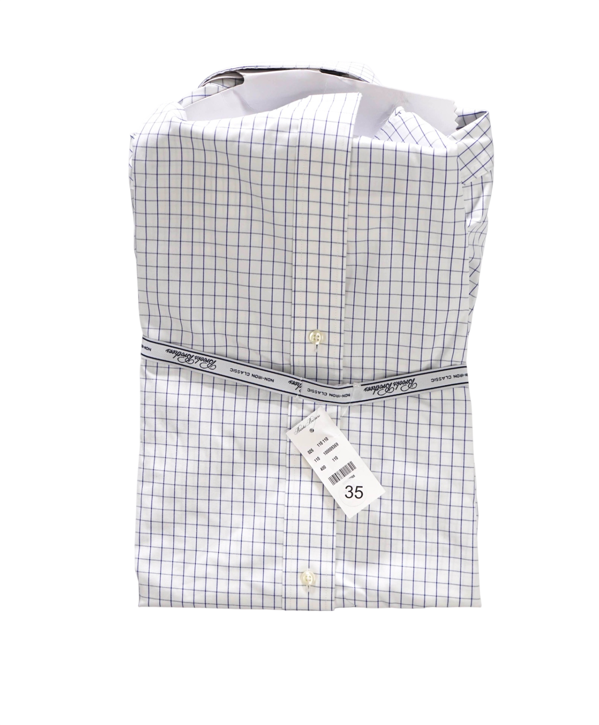 $128 BROOKS BROTHERS - Blue Check NON-IRON "Classic" Shirt - 14.5 - 34