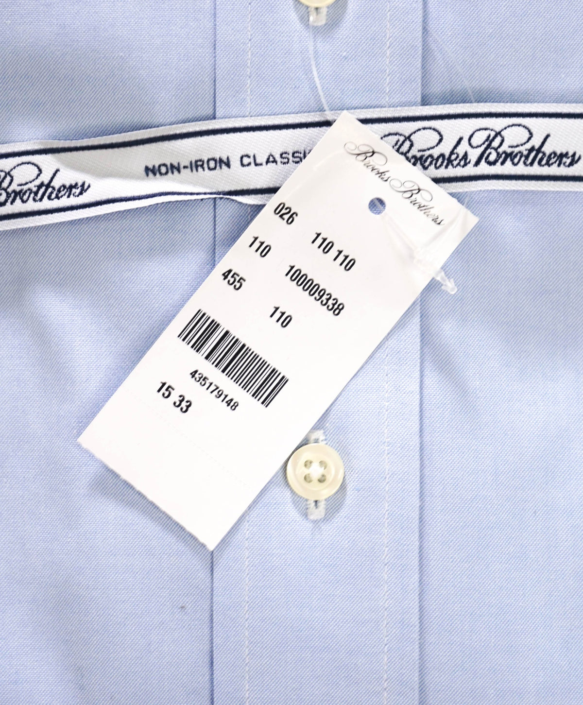 $128 BROOKS BROTHERS - Blue NON-IRON "Classic" Shirt - 15 - 33