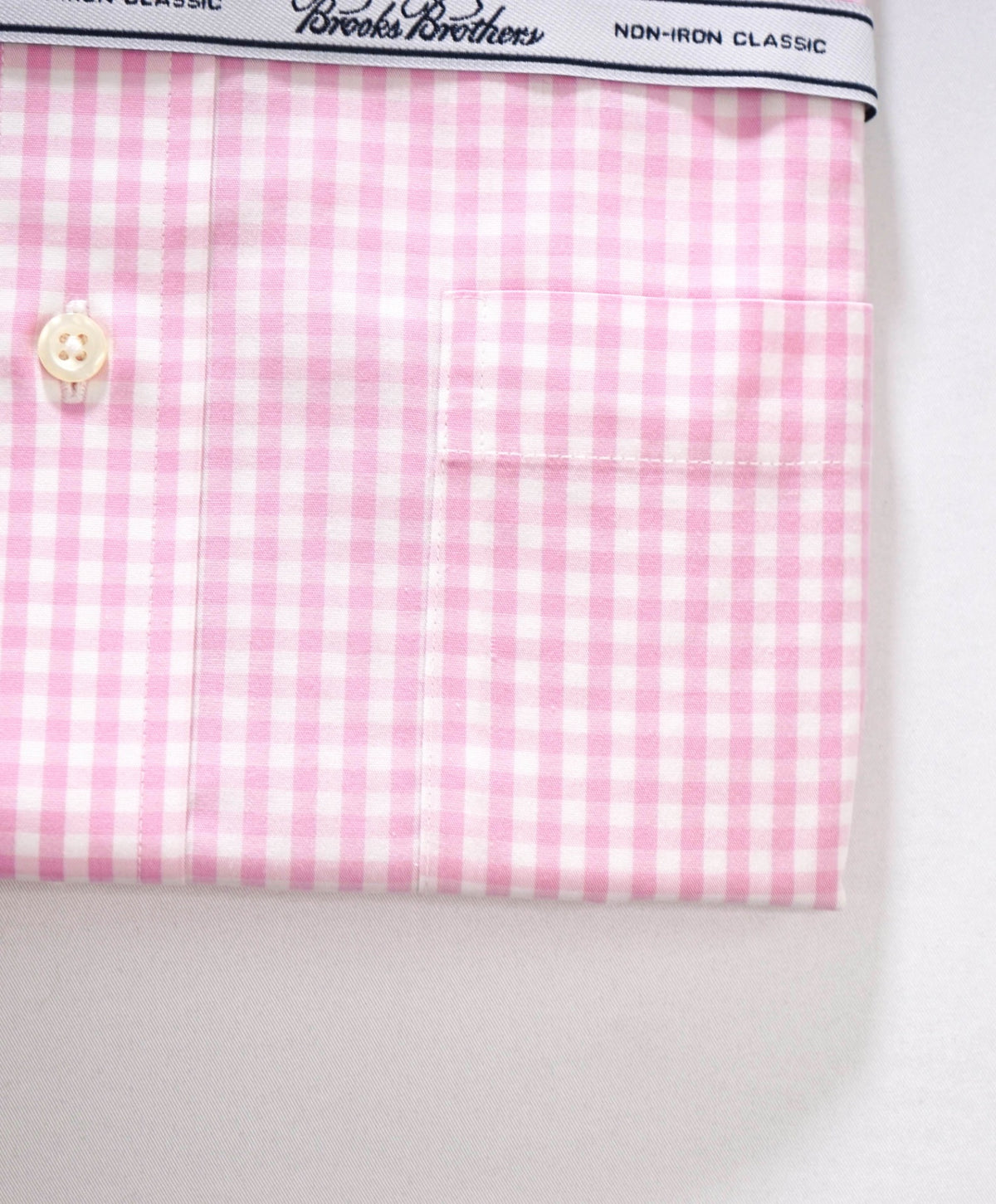 $128 BROOKS BROTHERS - Pink Gingham NON-IRON "Classic" Shirt - 15 - 32