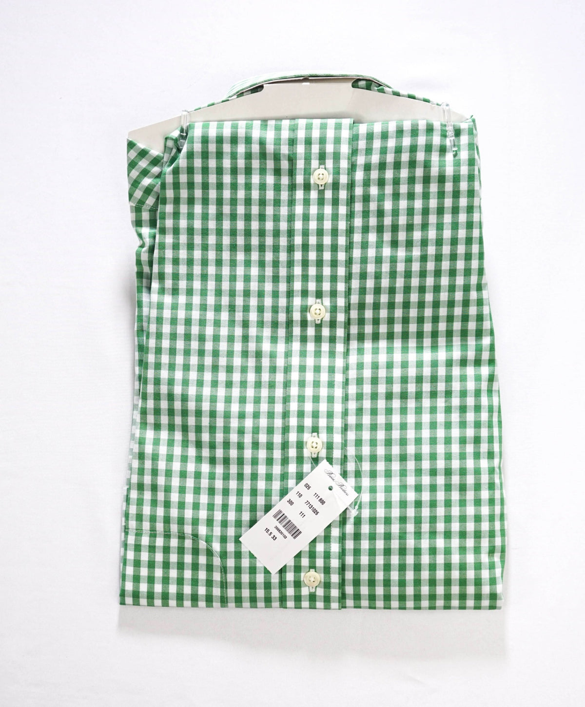 $128 BROOKS BROTHERS - Green Gingham NON-IRON "Classic" Shirt - 15.5 - 33